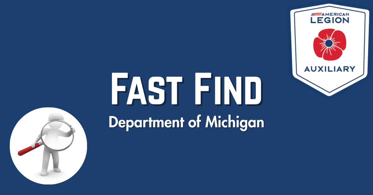 Fast. Find Program Fast Find | American Legion Auxiliary Department of Michigan